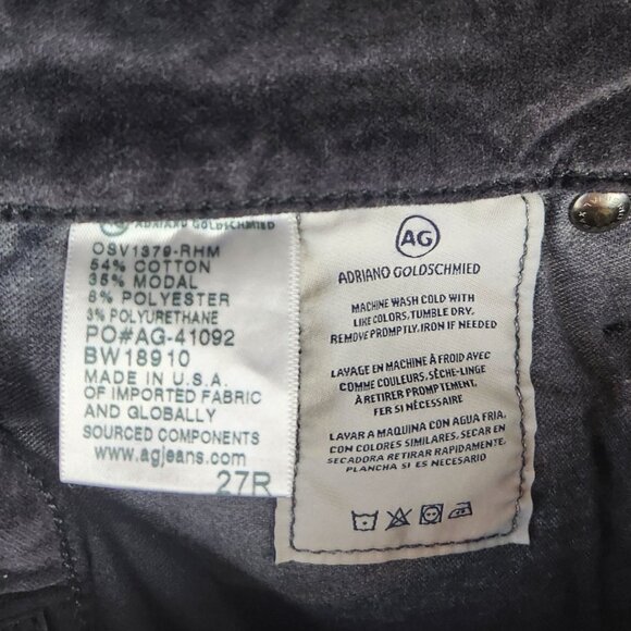 AG Adriano Goldschmied The Farrah High Rise Skinny Velvet Velour Pants sz 27 - Picture 7 of 7